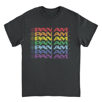 Pan Am Text Logo Rainbow Cascade Pride Mens T Shirt Black Officially Licensed