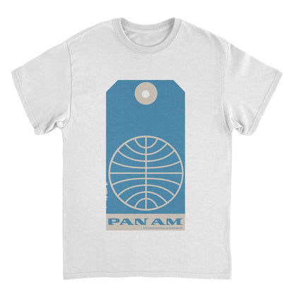 Pan Am Retro 1950S Logo Luggage Tag Mens T Shirt White Officially Licensed
