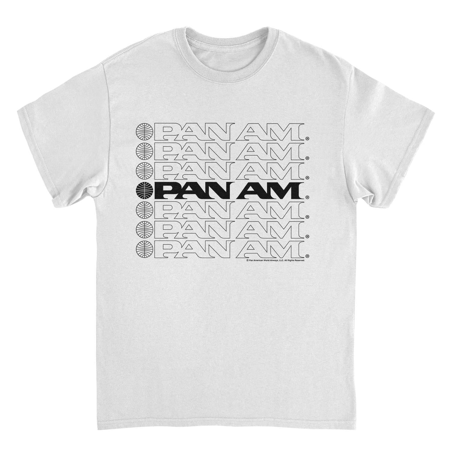 Pan Am Text Logo Cascade Mens T Shirt White Officially Licensed