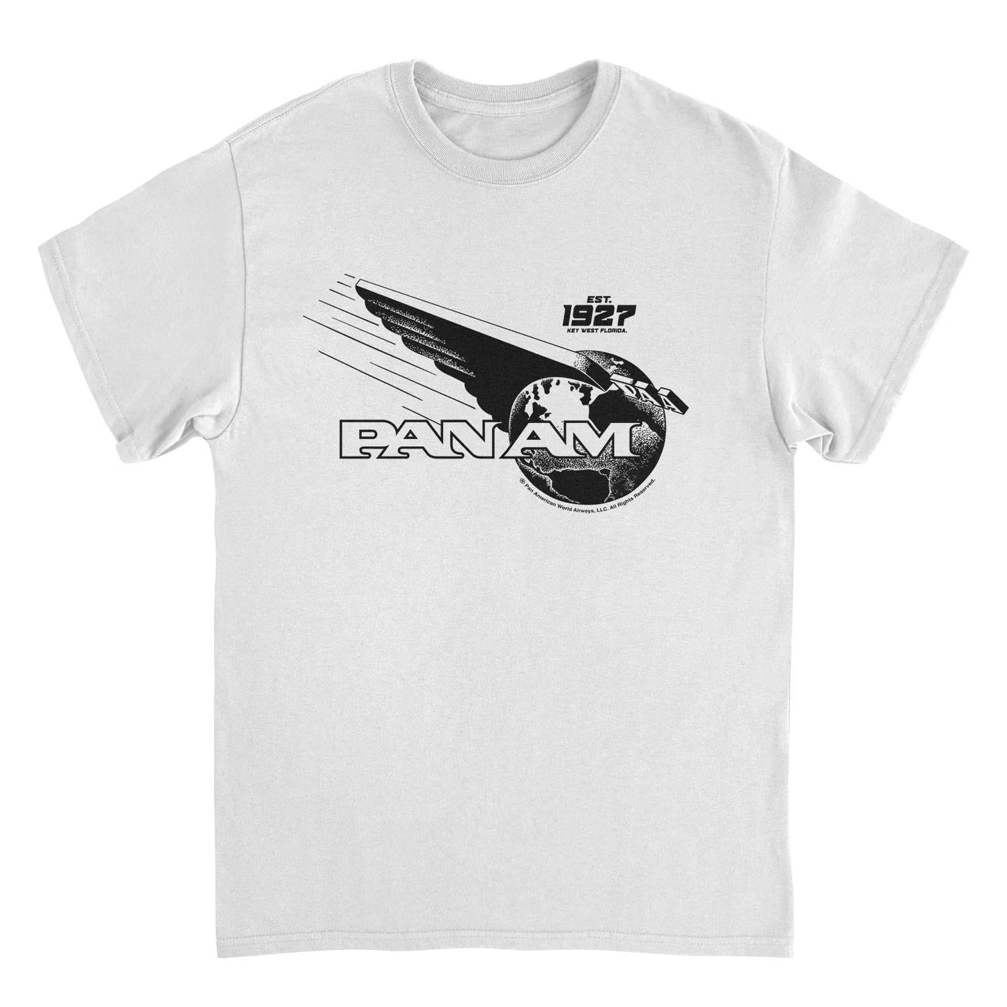 Pan Am Wing Globe Logo Black Print Mens T Shirt White Officially Licensed