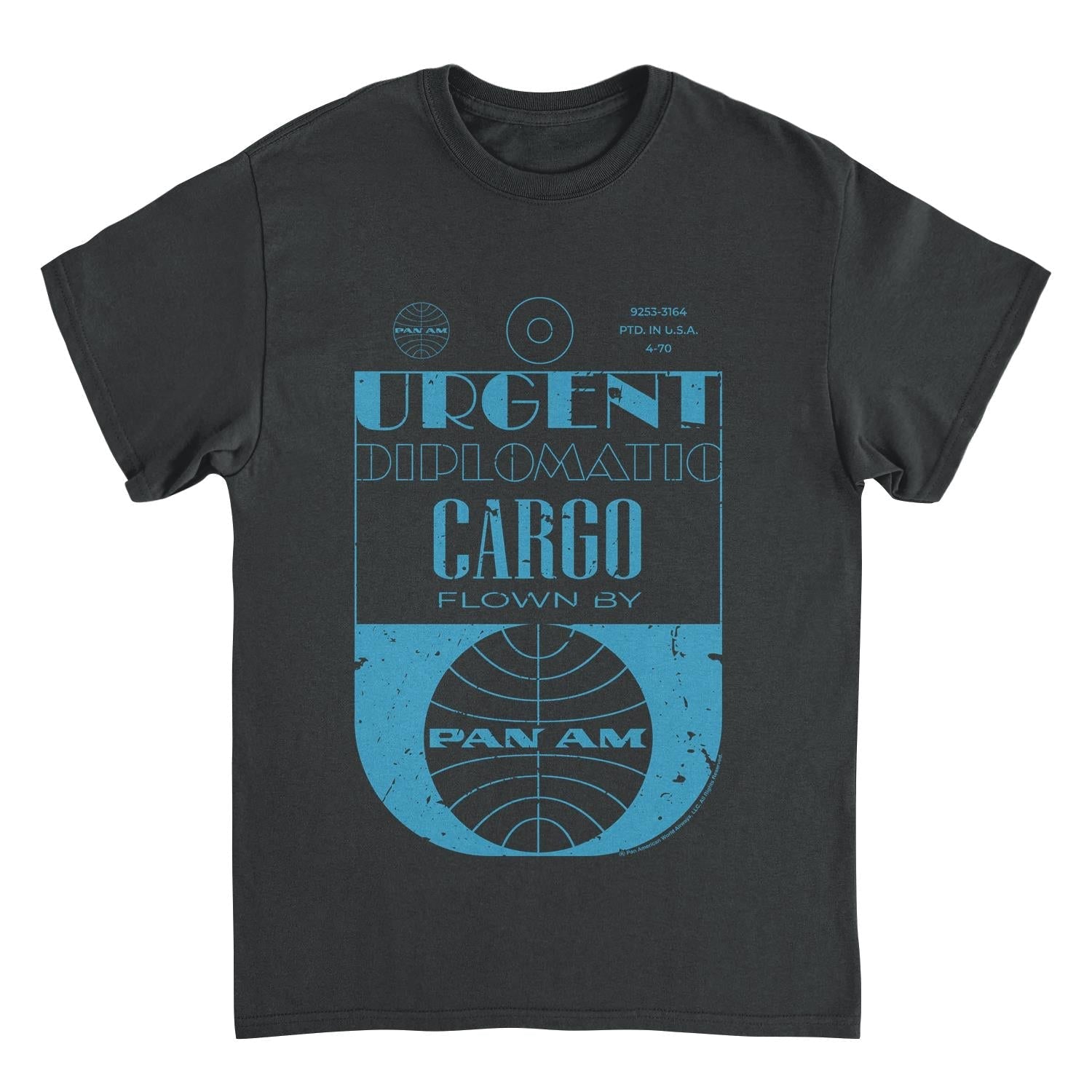 Pan Am Urgent Diplomatic Cargo Tag Mens T Shirt Black Officially Licensed