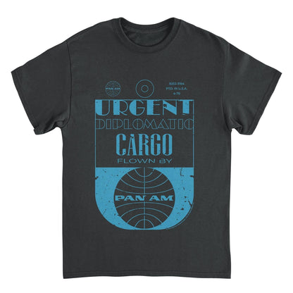 Pan Am Urgent Diplomatic Cargo Tag Mens T Shirt Black Officially Licensed