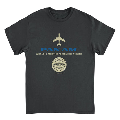 Pan Am Blue Gold Retro Logo Mens T Shirt Black Officially Licensed