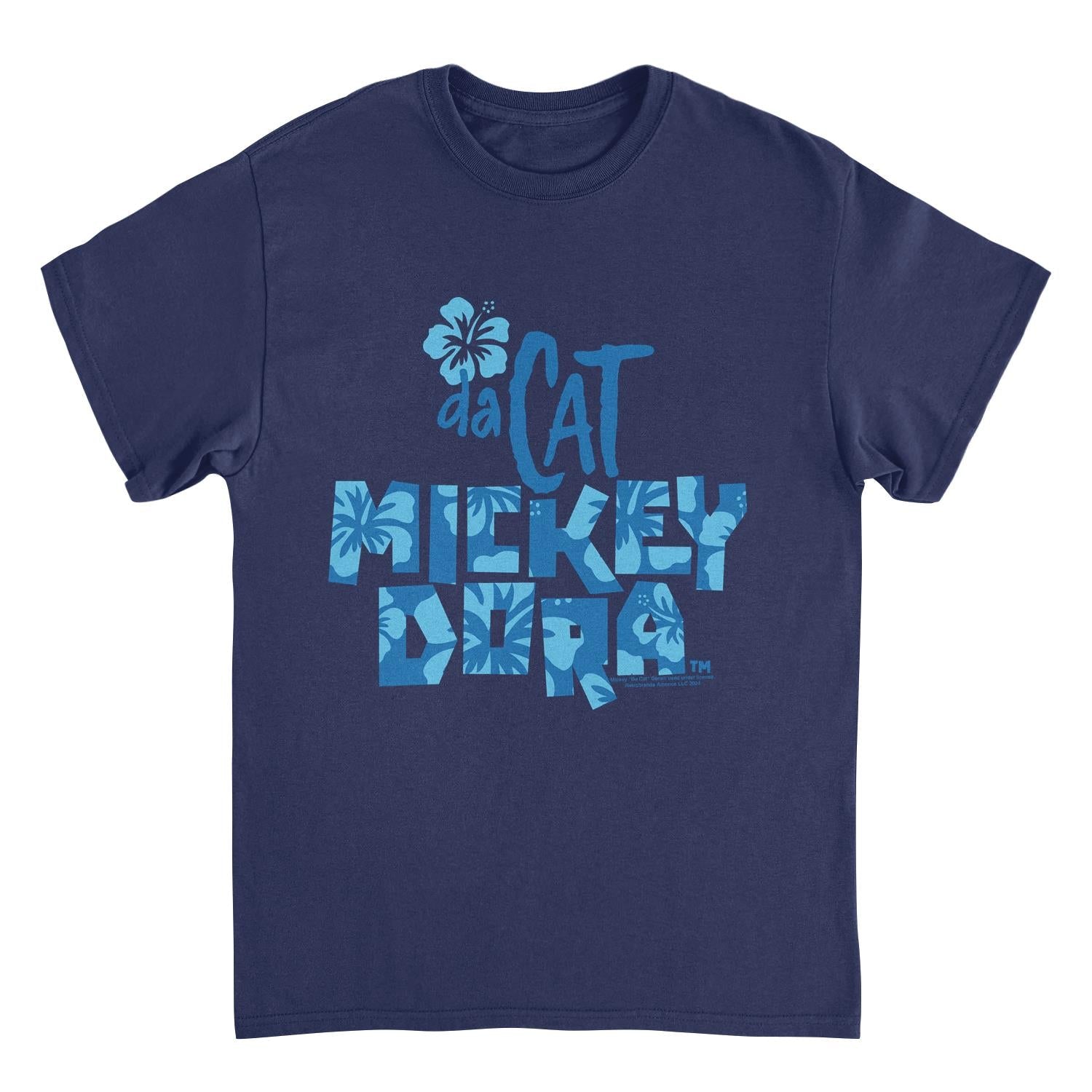 Mickey Da Cat Dora Blue Hawaiian Blue Retro Surfer Miki Mens T Shirt Navy Officially Licensed