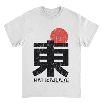 Hai Karate Japanese Character and Sun Mens T Shirt White Officially Licensed