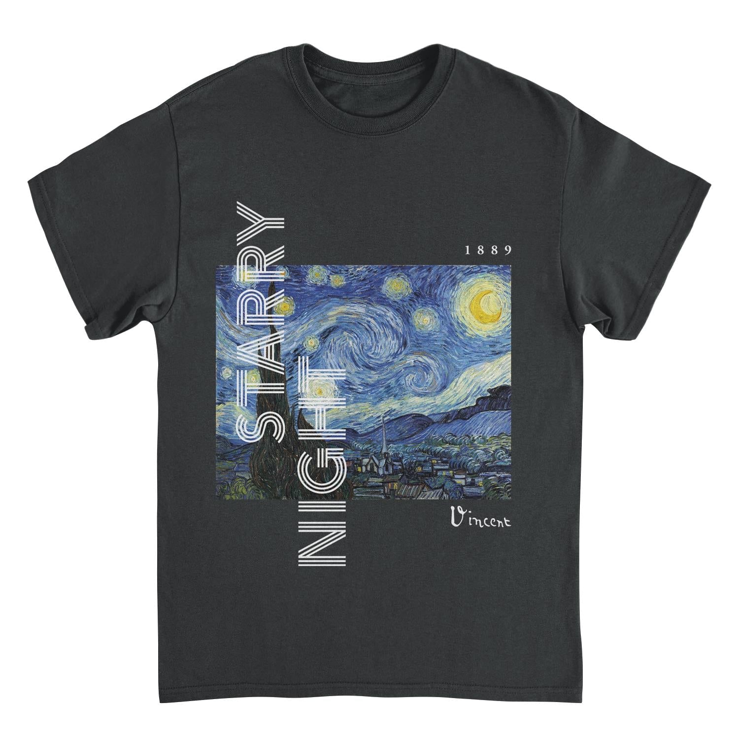 Classic Paintings Starry Night Van Gogh Mens T Shirt Black Officially Licensed