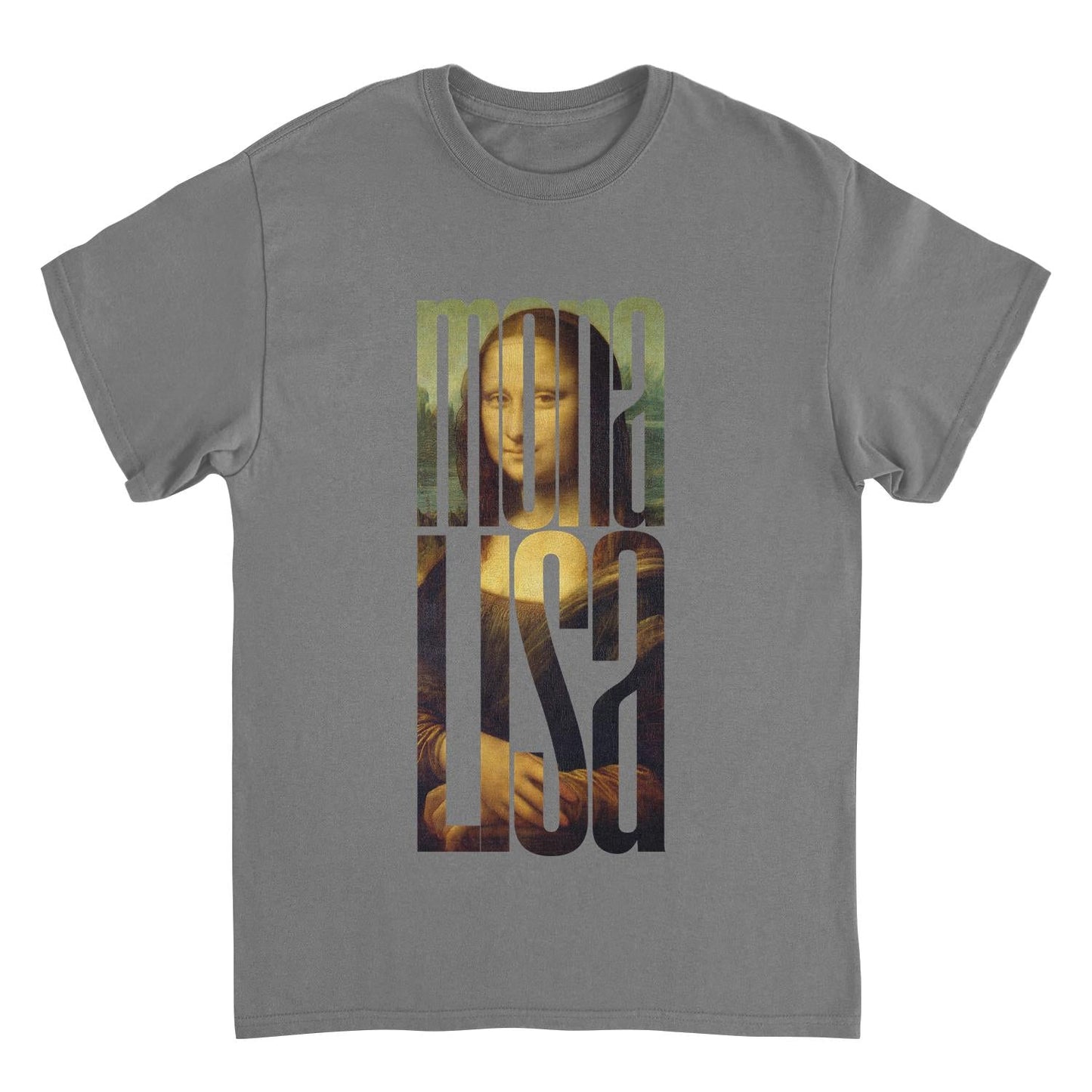 Classic Paintings Mona Lisa Cut Da Vinci Mens T Shirt Charcoal Officially Licensed