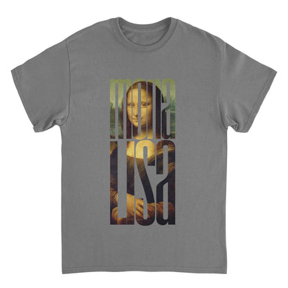 Classic Paintings Mona Lisa Cut Da Vinci Mens T Shirt Charcoal Officially Licensed