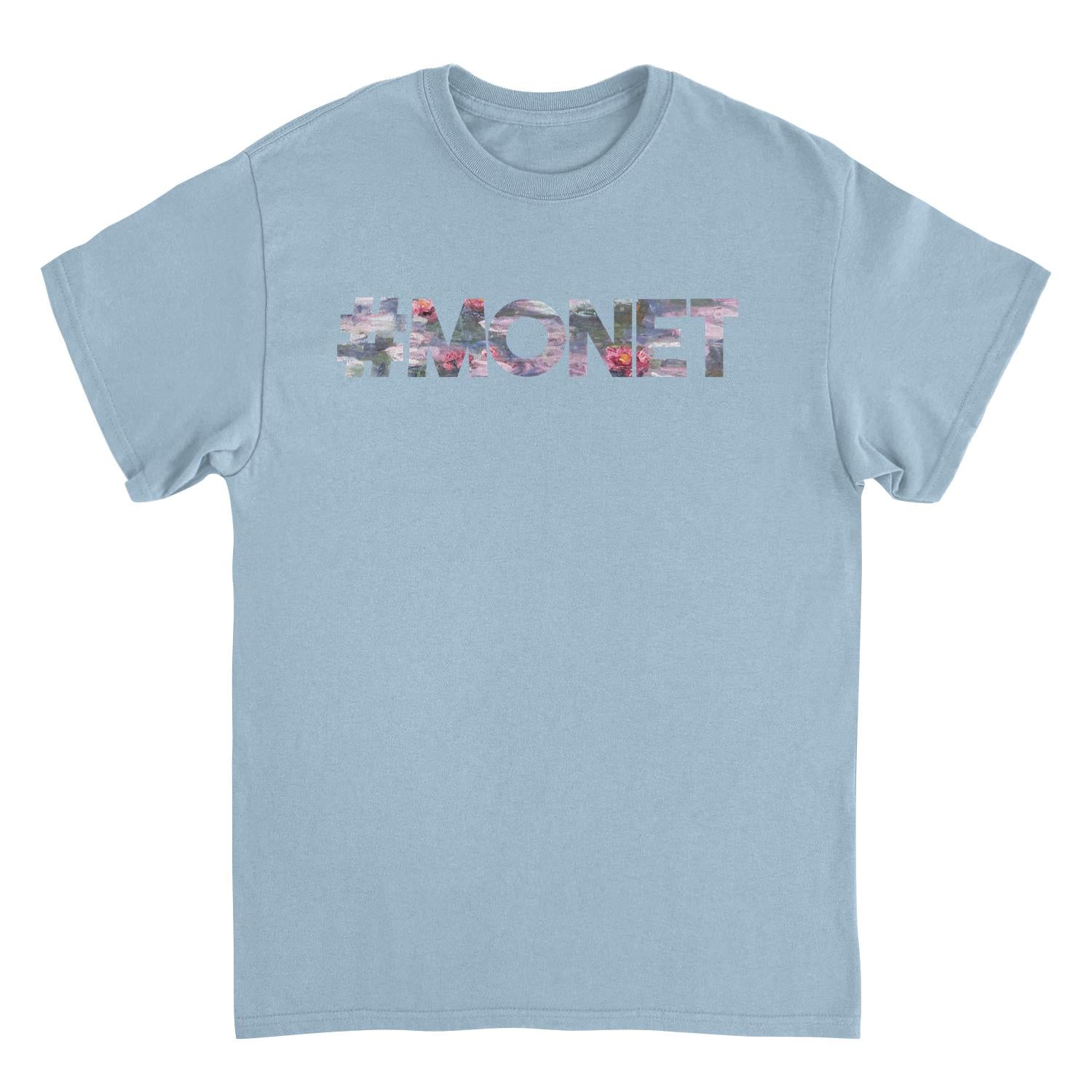 Classic Paintings Hashtag Monet Water Lillies Mens T Shirt Light Blue Officially Licensed