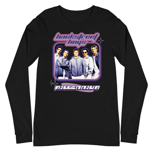 Backstreet Boys Purple Y2K Mens Long Sleeve T Shirt Black