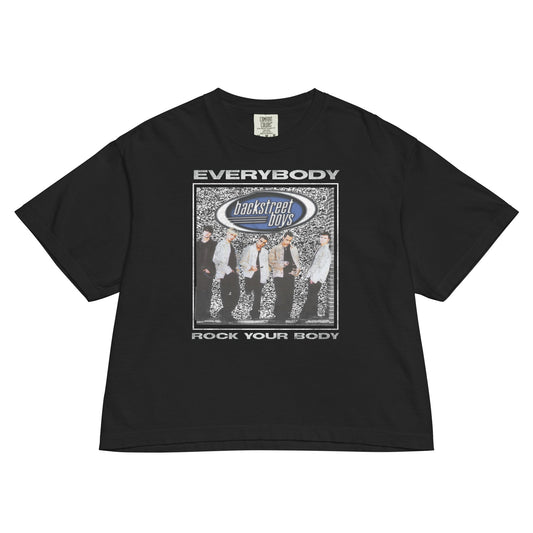 Backstreet Boys Rock Your Body Mineral Wash Womens Crop Top Shirt Black