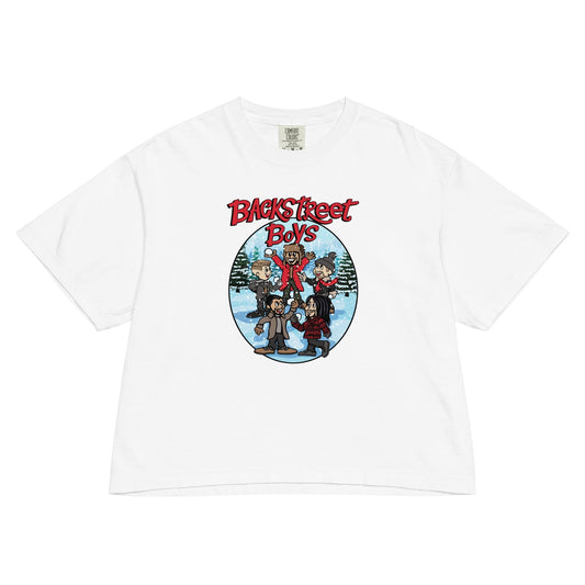 Backstreet Boys A Very Backstreet Christmas Mineral Wash Womens Crop Top Shirt