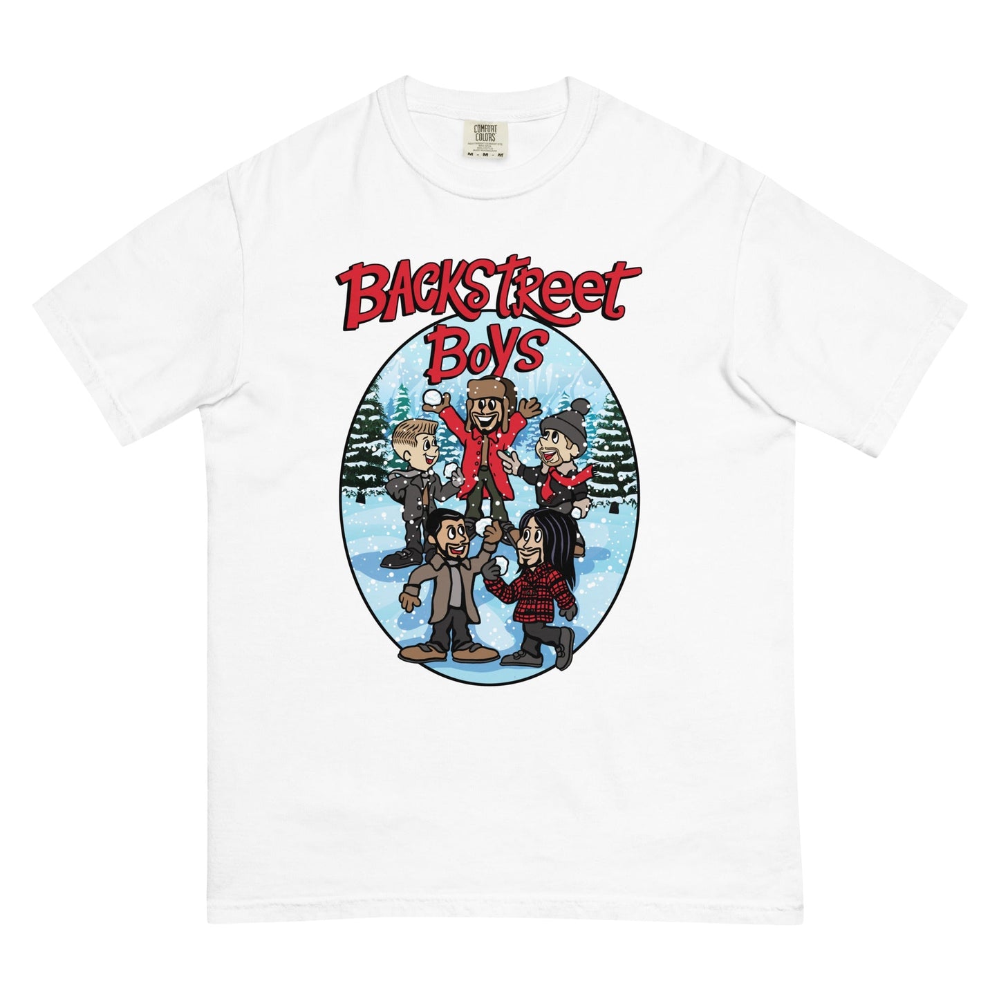 Backstreet Boys A Very Backstreet Christmas Mineral Wash Officially Licensed Mens T Shirt White