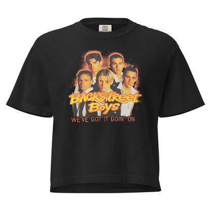 Backstreet Boys Goin On Mineral Wash Womens Crop Top Shirt Black