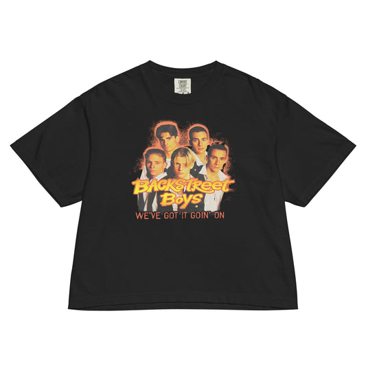 Backstreet Boys Goin On Mineral Wash Womens Crop Top Shirt Black