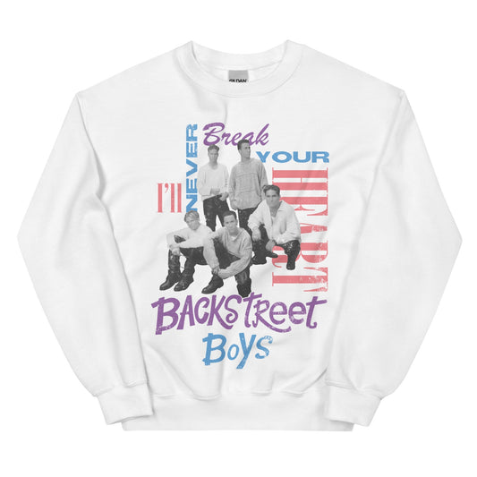 Backstreet Boys Never Break Officially Licensed Crewneck Sweatshirt White