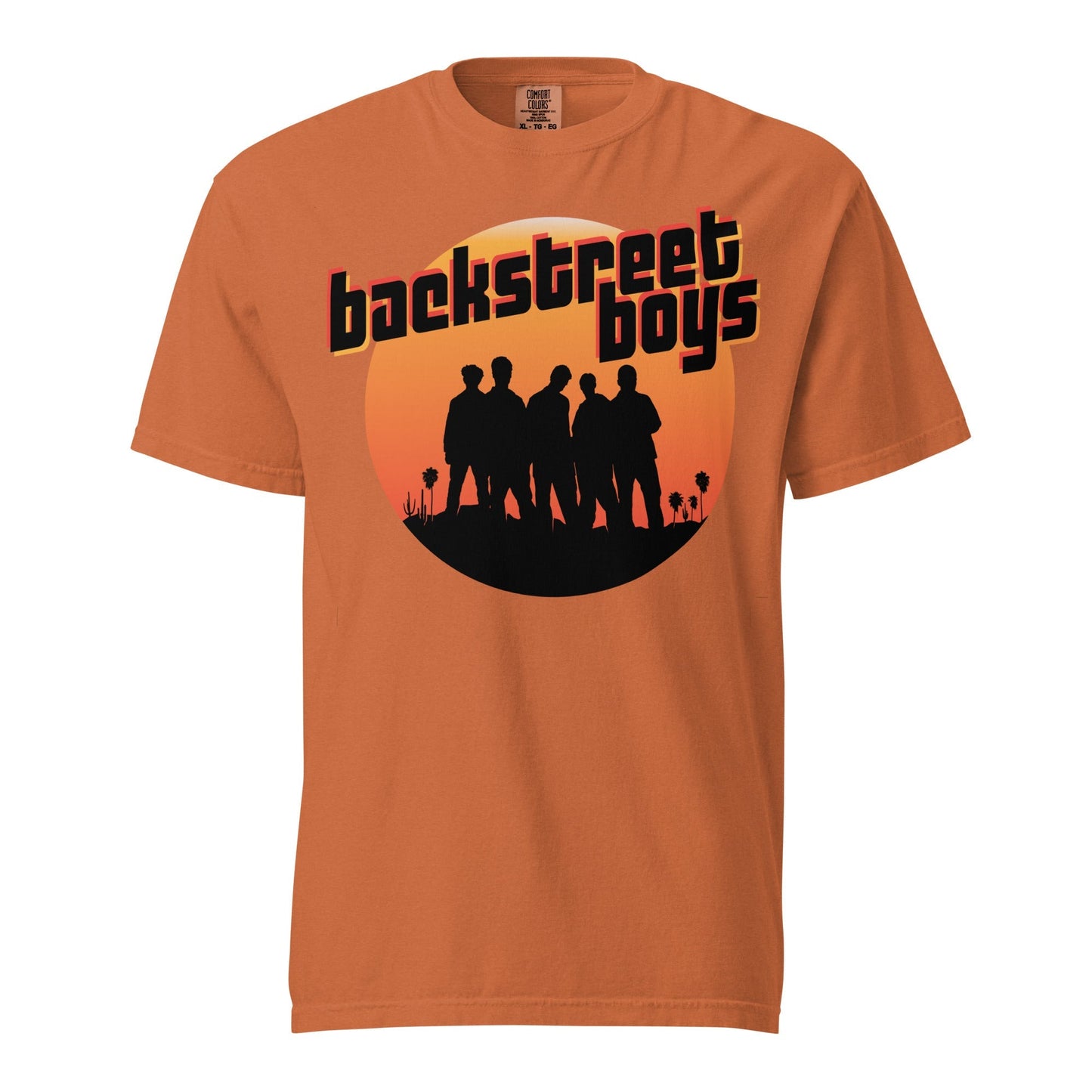 Backstreet Boys Coachella Sunset Mineral Wash Officially Licensed Mens T Shirt Orange