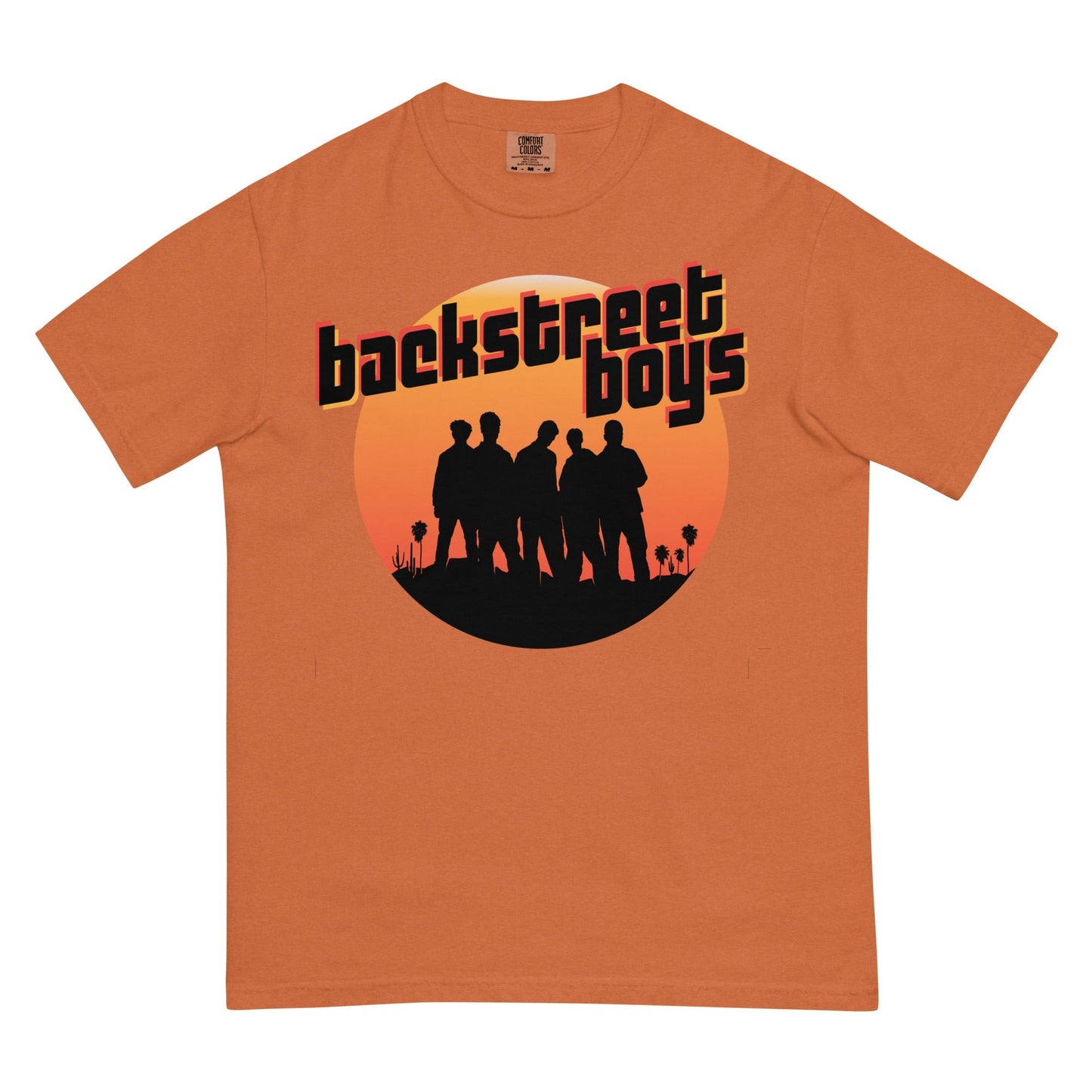 Backstreet Boys Coachella Sunset Mineral Wash Officially Licensed Mens T Shirt Orange