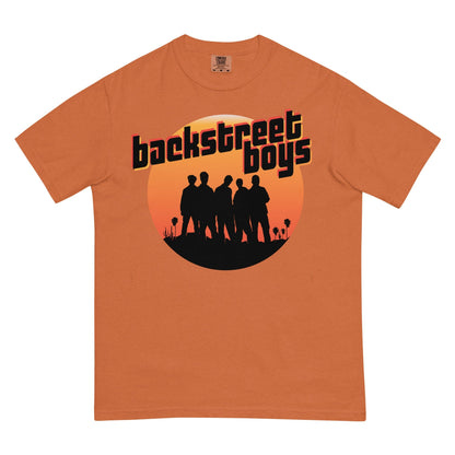 Backstreet Boys Coachella Sunset Mineral Wash Officially Licensed Mens T Shirt Orange
