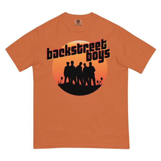 Backstreet Boys Coachella Sunset Mineral Wash Officially Licensed Mens T Shirt Orange