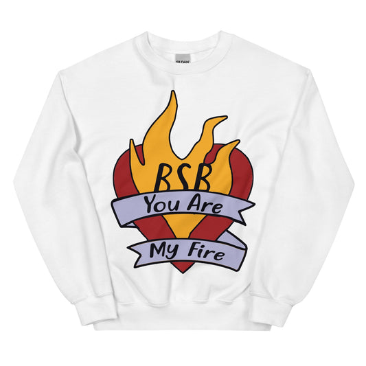 Backstreet Boys Hand Sketched Fire Officially Licensed Crewneck Sweatshirt White