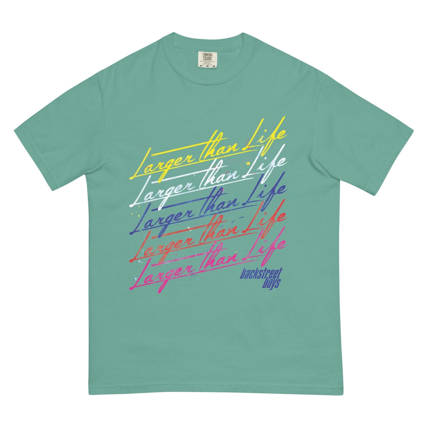 Backstreet Boys Larger Than Life Mineral Wash Officially Licensed Mens T Shirt Teal