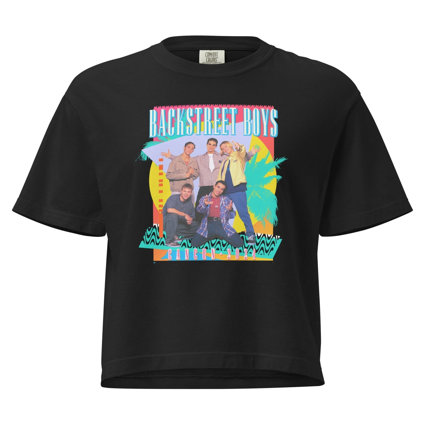 Backstreet Boys Cancun 2024 Mineral Wash Womens Crop Top Shirt Black