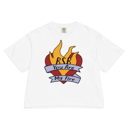 Backstreet Boys Hand Sketched Heart Mineral Wash Womens Crop Top Shirt White