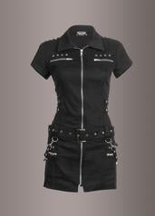 Macabre Heartdrop Goth Mini Dress with Buckles and Lacing