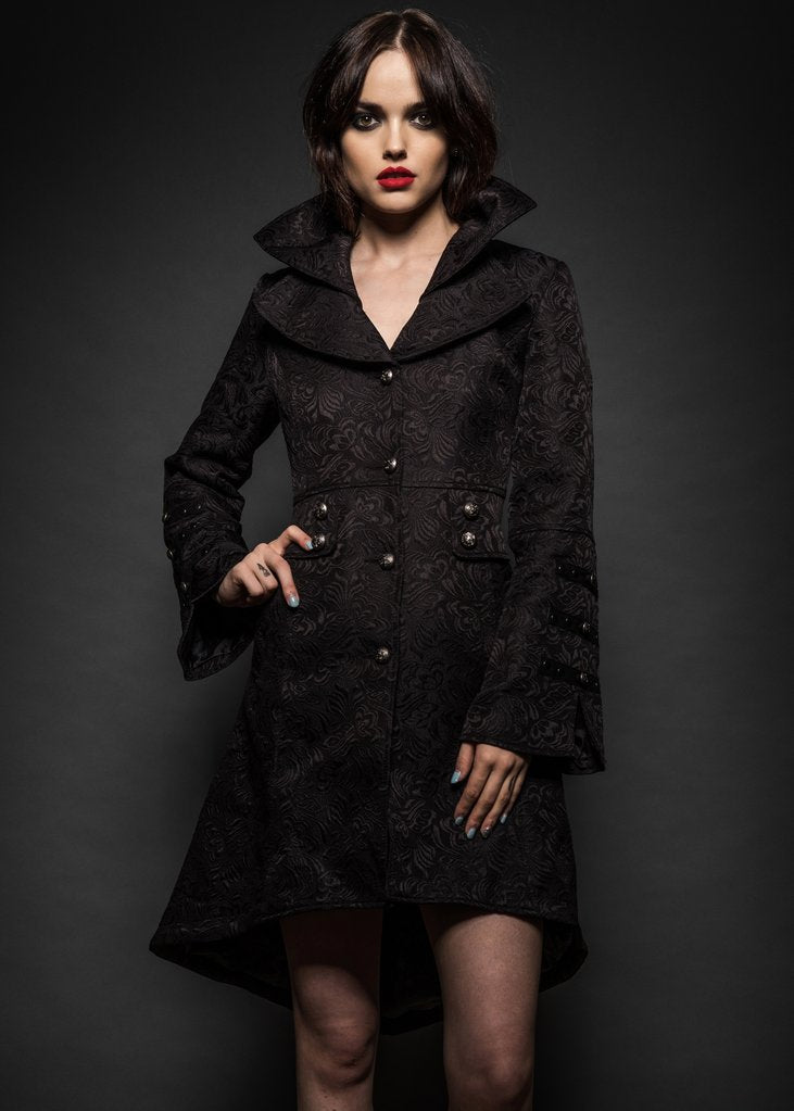 Wednesday Black Victorian Coat with Lacing