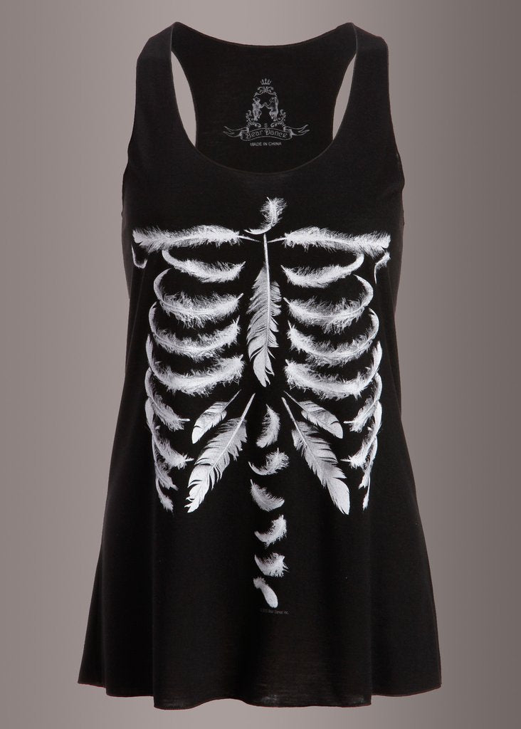 Feather Skeleton Ribcage Tank Top