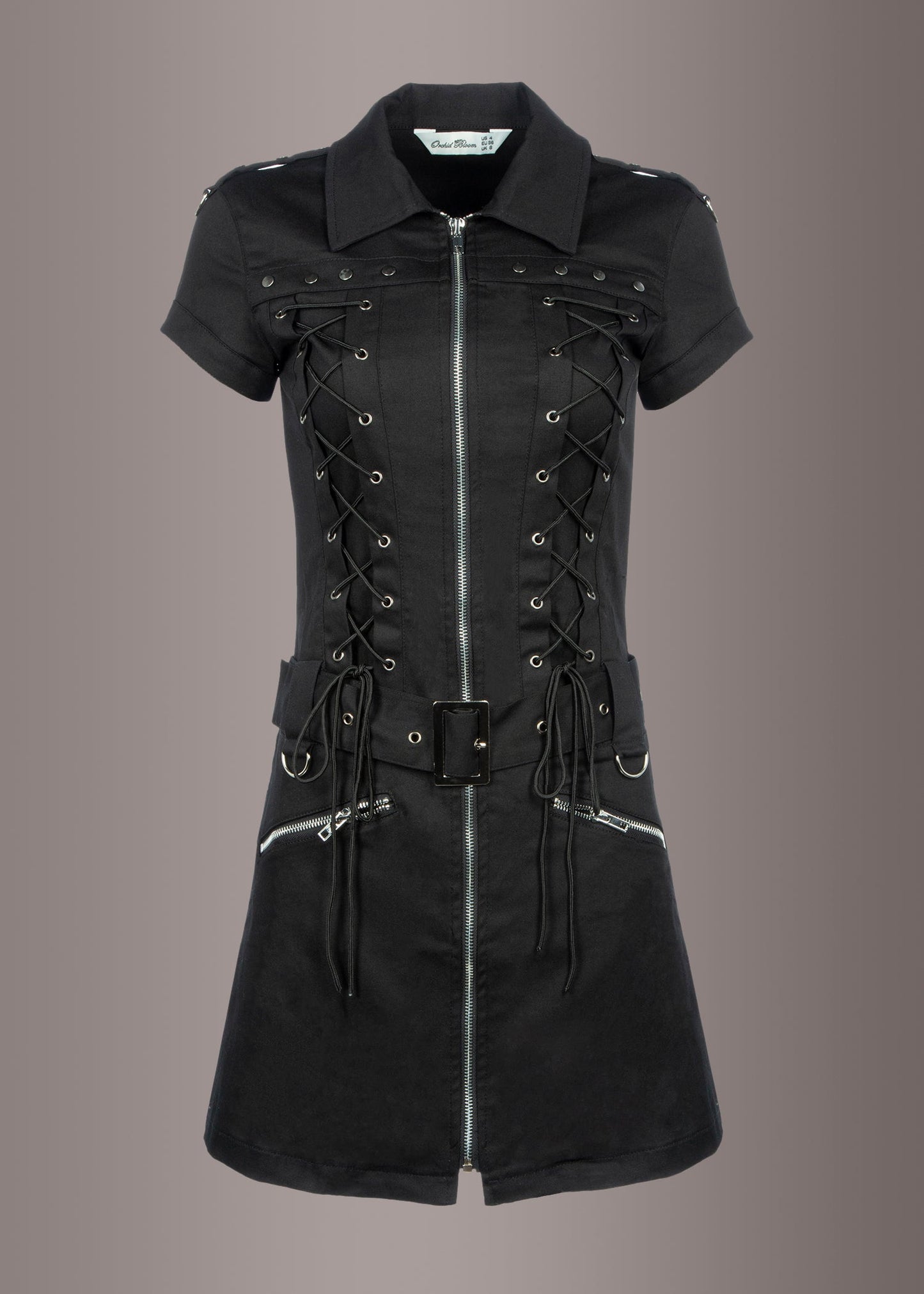 Goth Mini Dress with Studs and Lacing