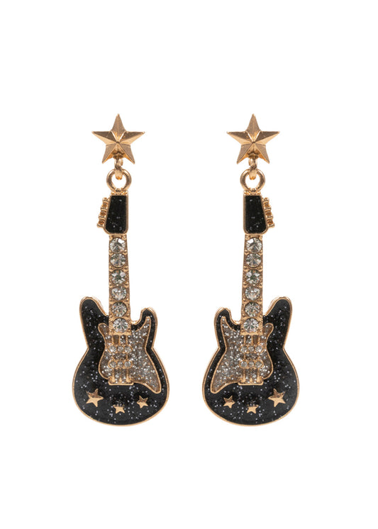 Black Electric Guitar Earrings