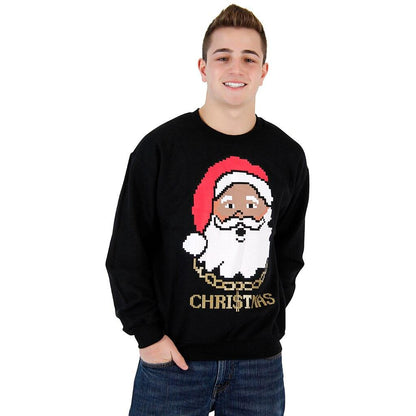Black Santa Claus with Chain Ugly Christmas Sweatshirt