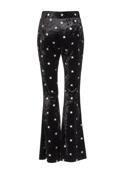 Starlight Black Velvet Flared Bell Bottom Pants