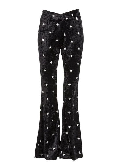 Starlight Black Velvet Flared Bell Bottom Pants