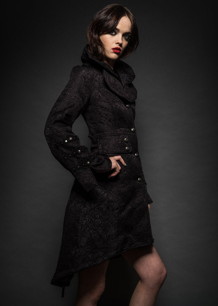 Wednesday Black Victorian Coat with Lacing