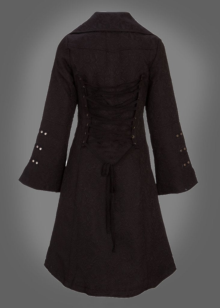 Wednesday Black Victorian Coat with Lacing