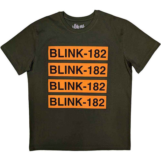 Blink 182 Log Repeat T Shirt Green Officially Licensed