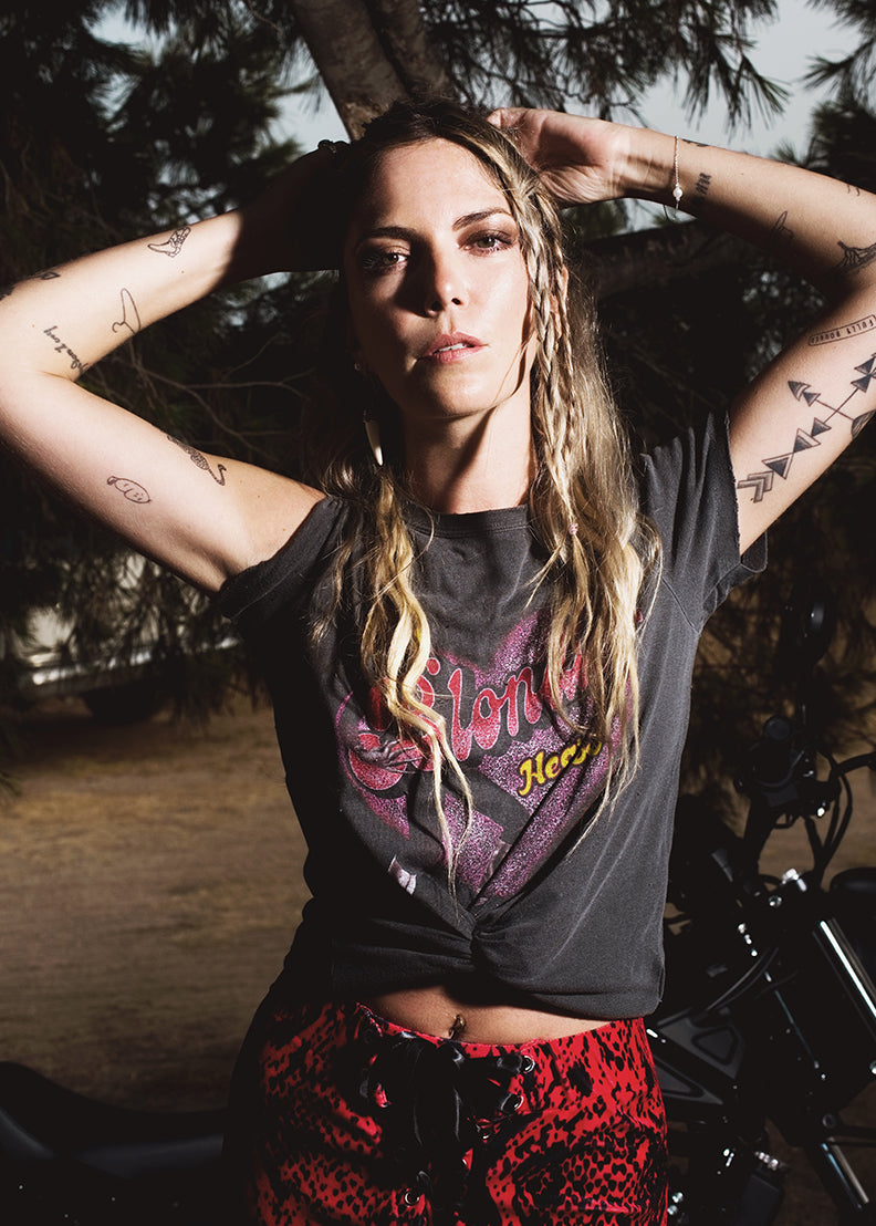 Blondie Heart of Glass Band Womens Shirt by Junk Food Black
