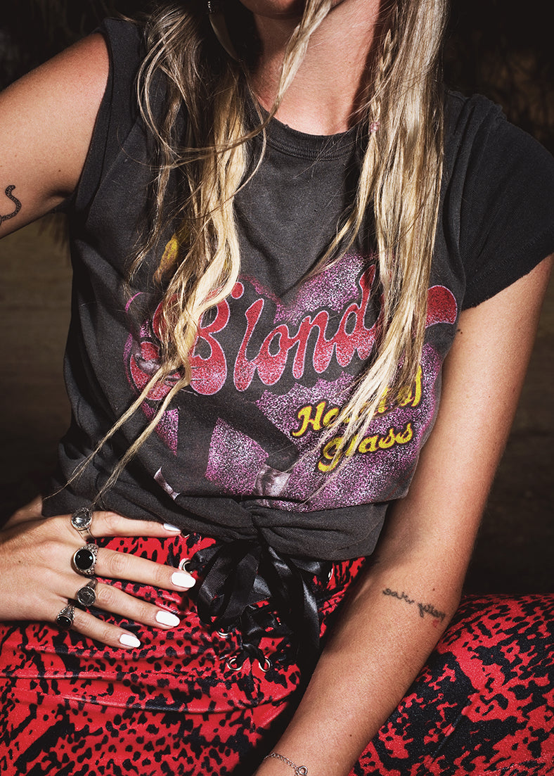 Blondie Heart of Glass Band Womens Shirt by Junk Food Black