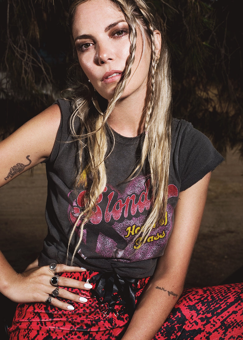 Blondie Heart of Glass Band Womens Shirt by Junk Food Black