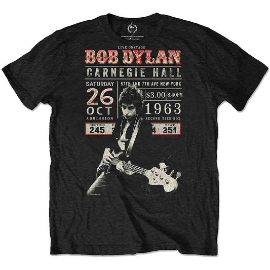 Bob Dylan Carnegie Hall '63 T Shirt Black Officially Licensed