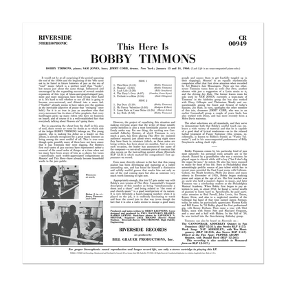 This Here Is Bobby Timmons (Original Jazz Classics Series) (180g LP) Vinyl Record