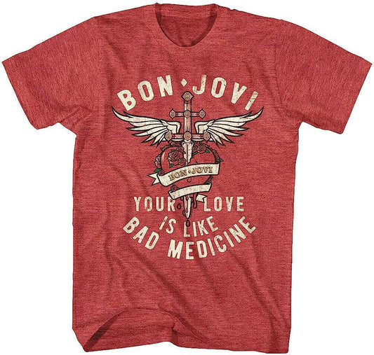 Bon Jovi Bad Medicine Licensed Mens T Shirt Red