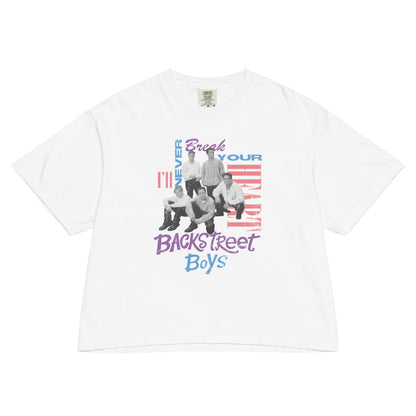 Backstreet Boys Never Break Mineral Wash Womens Crop Top Shirt White