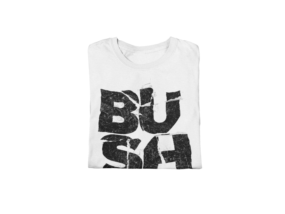 Bush Stacked Logo Jumbo Print Officially Licensed Mens T Shirt White