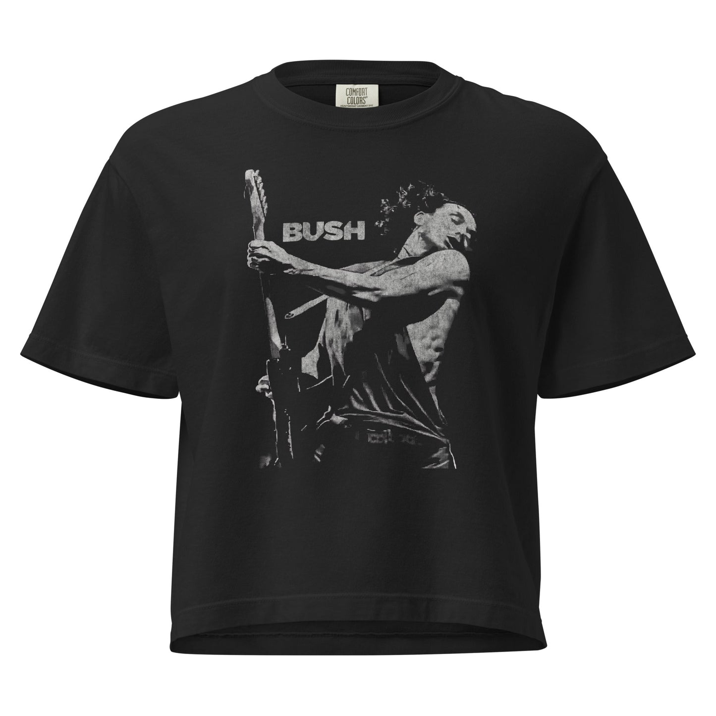 Bush Gavin Live On Stage Mineral Wash Womens Crop Top Shirt Black