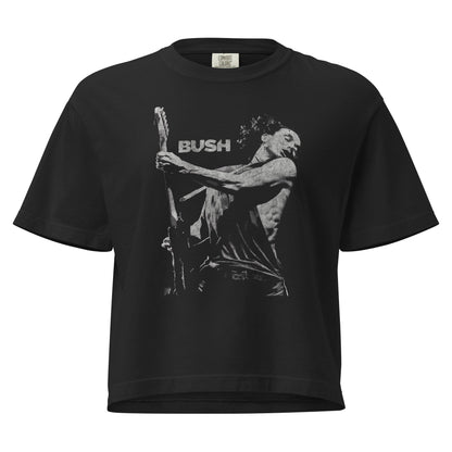 Bush Gavin Live On Stage Mineral Wash Womens Crop Top Shirt Black