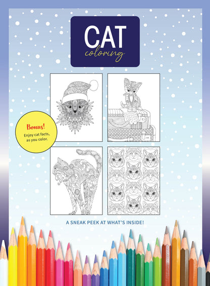 Cat Coloring - 32 Winter Themed Designs: Kitties Sleeping, Playing, Posing, Relaxing, Inspiration, Adult Coloring Book, Unleash Your Inner Artist, Boost Creativity, Unwind, Unplug, De-Stress & More!